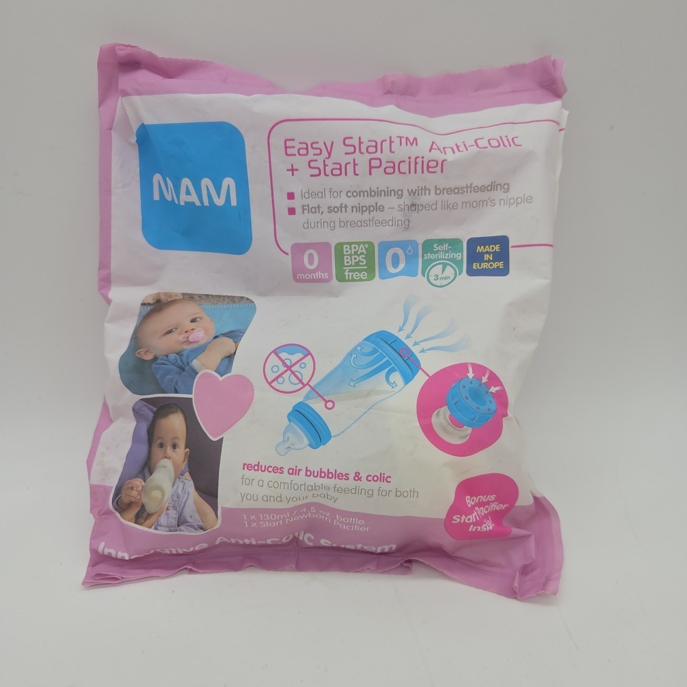 MAM Easy Start ANTI-COLIC Bottle 4.5oz STARTER Pacifier BPA Free NEWBORN New/Pkg